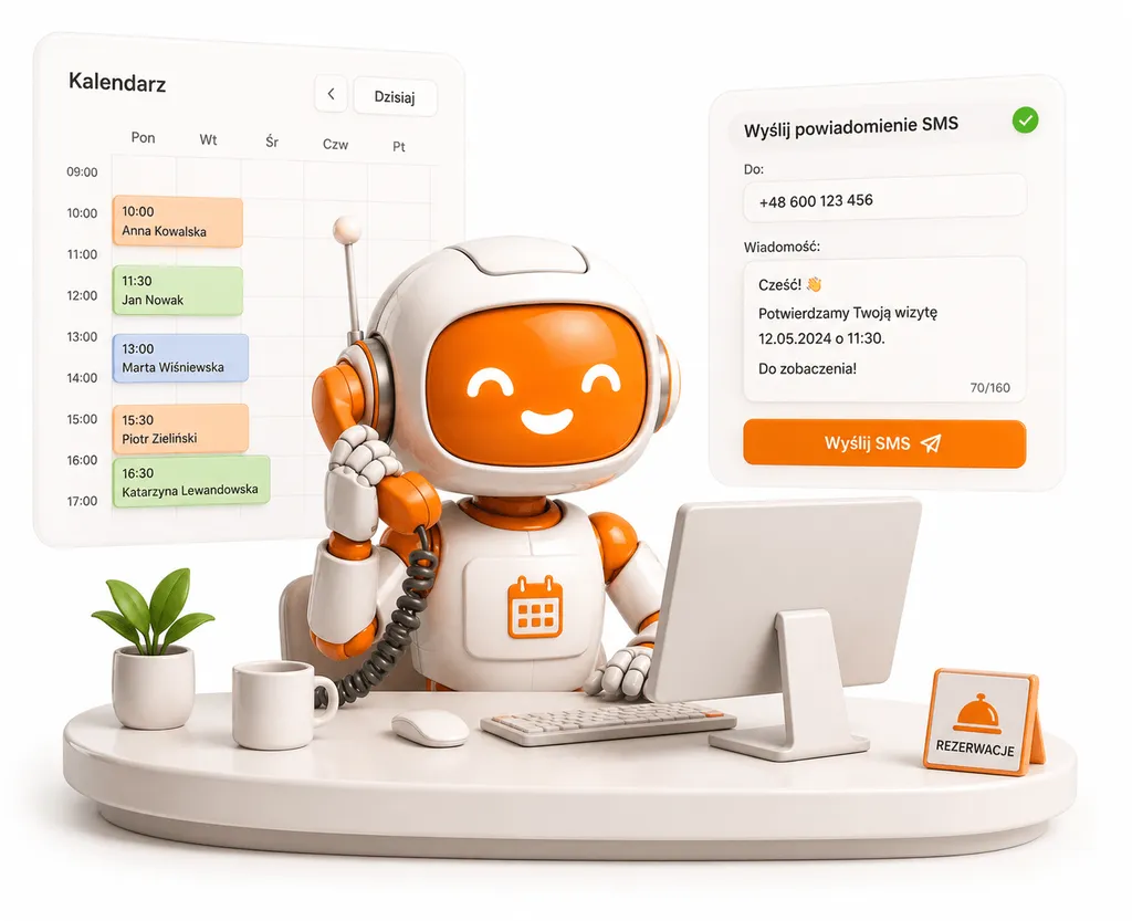 Ilustracja: voicebot Callio potwierdza rezerwację i wysyła SMS z przypomnieniem