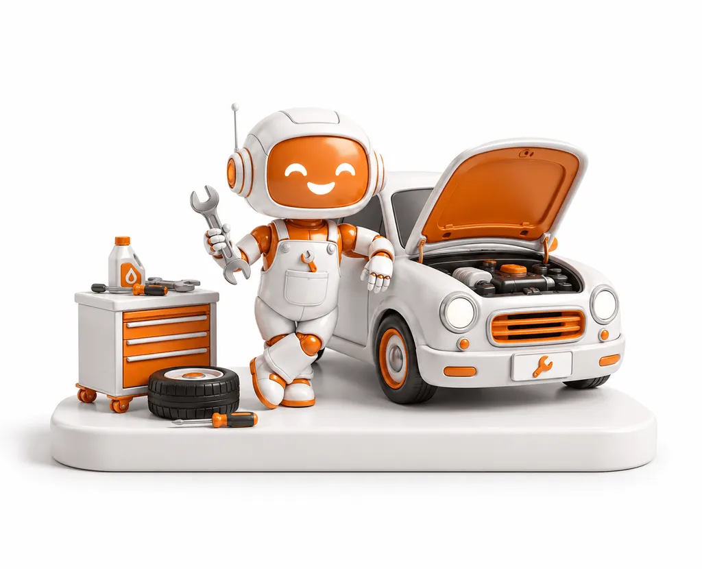 Ilustracja: voicebot Callio w warsztacie samochodowym